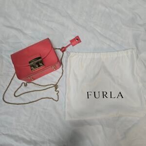 Furla Metropolis Rose Pink Mini Chain Shoulder Clutch Purse Bag